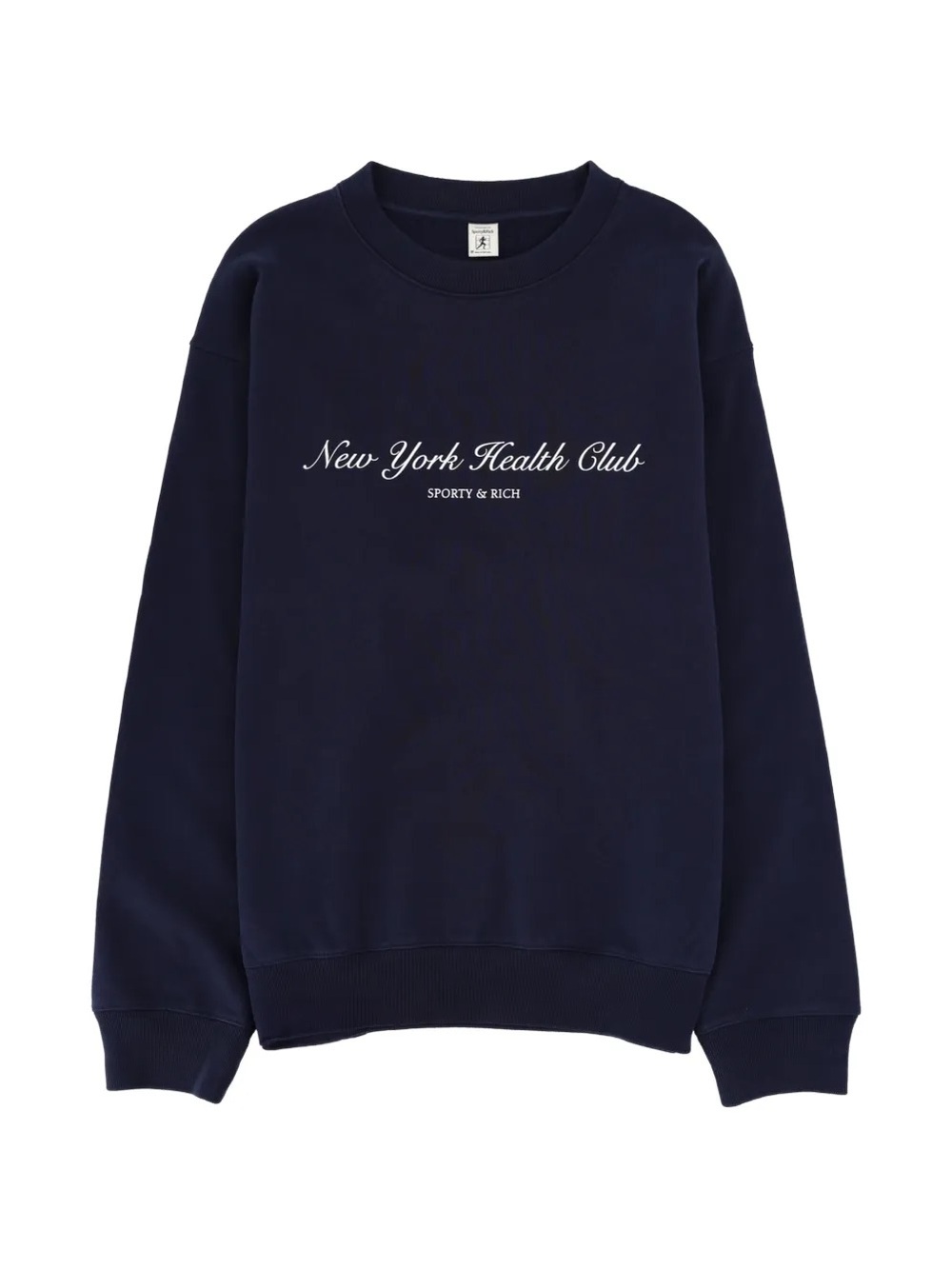 Sporty & Rich Navy Crewneck Sweatshirt with White Script